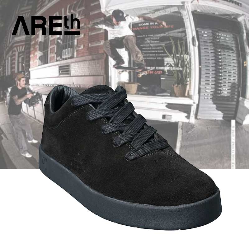地びた シューズ アイレース AREth I LACE ALL BLACK  滑るシューズ スエードクロス スケシュー