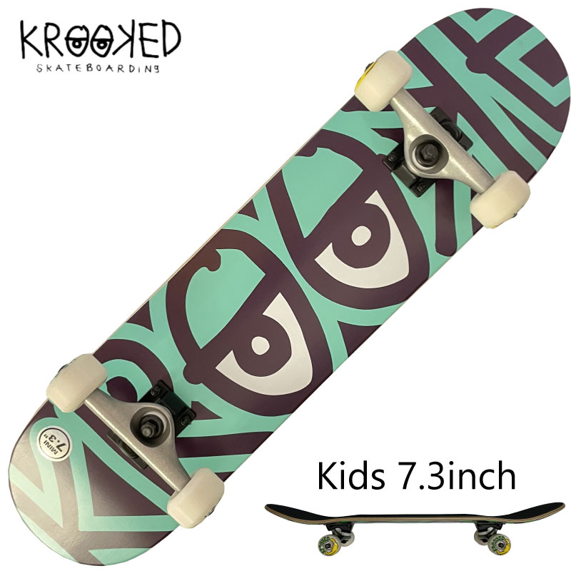スケートボード キッズコンプリートセット KROOKED DECK TEAM BIG EYES 7.3 INCH キッズスケートボード スケボー デッキ skateboard