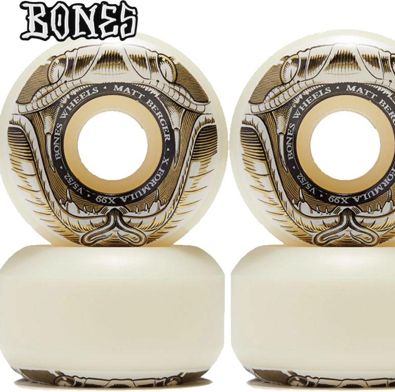 Roues De Skateboard Bones X-Formula Matt Berger Battlesnake V5 - 52 Mm - Dureté 99a - Neuf
