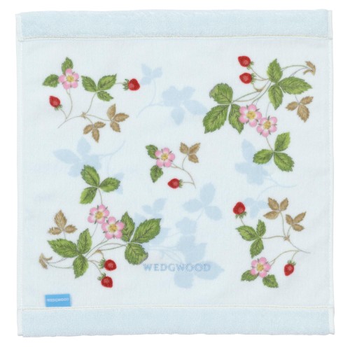 nishikawa 西川 今治 ハンドタオル 34X35cm 洗える 綿100％ ウェッジウッド ワイルド ストロベリー やわらか 日本製 ブルー TT33905601画像