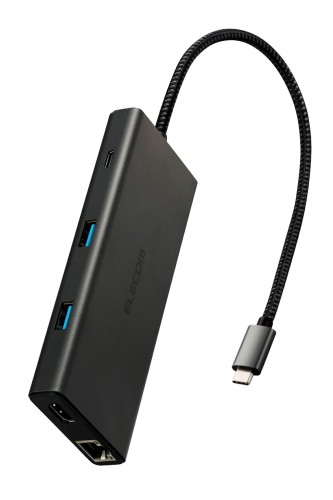 エレコム USB-C ハブ ドッキングステーション 10in1 PD対応 100W LANポート HDMI 4K60Hz 高速データ転送 10Gbps SD/microSD ブラック DST-W03