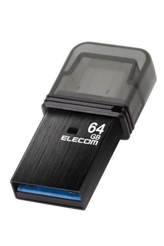 エレコム USBメモリ 64GB USB3.2（Gen1） Type-C キャップ式 ブラック MF-CAU32064GBK