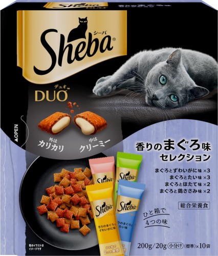 シーバ (Sheba) デュオ 香りのまぐろ味セレクション 成猫用 200g(20g×10袋)×12個 キャットフード [大容量・総合栄養食・下部尿路の健康に配慮・20g使い切りサイズ]