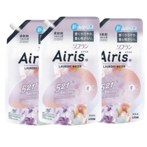 お買得ソフラン エアリス 柔軟剤 詰替え850mL×3個セット バルコニー（ネクタリン＆フリージアの香り）画像