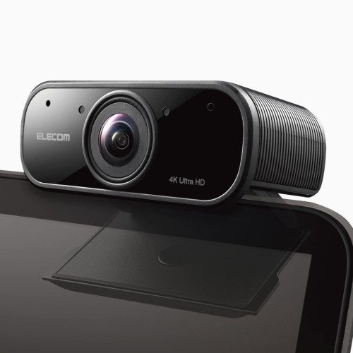 エレコム Webカメラ 4K対応 830万画素 5倍デジタルオートズーム機能 Full HD(60fps) ノイズキャンセリング レンズカバー付 ブラック UCAM-CX80FBBK