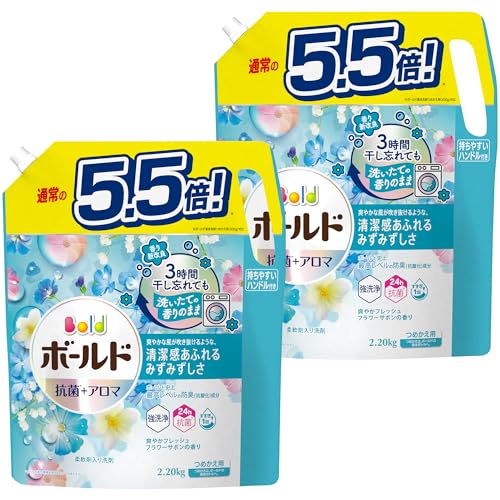 ボールド まとめ買い[大容量] 洗濯洗剤 液体 フレッシュフラワーサボン 詰め替え 2,200g×2袋