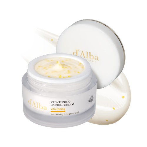 ダルバ(d'Alba) ビタトーニングカプセルクリーム 55g - 美白 くすみ しみ 小じわ 透明感 ツヤ 弾力 保湿 ビタミンC ナイアシンアミド グルタチオン 3種のヒアルロン酸 べたつかない 潤い 乾燥肌 敏感肌 しっとり エイジング スキンケア ヴィーガン