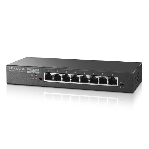 IODATA 8ポート スイッチングハブ ループ検知 防止 モード切替 セキュリティ L2 ファンレス メタル筐体 壁面設置 壁掛け 電源内蔵 日本メーカー ETG-ESH08LM
