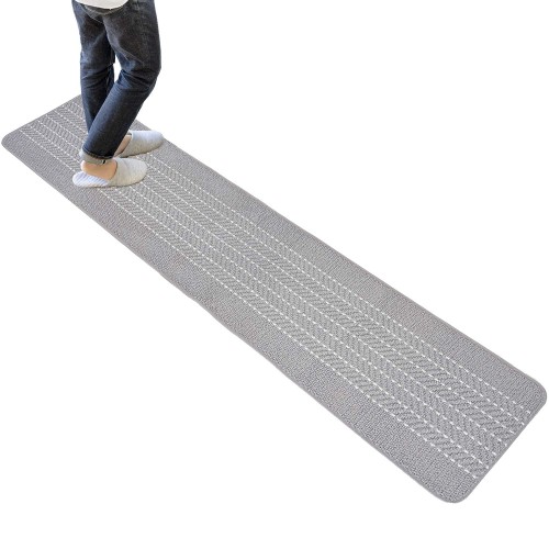 オカ(OKA) 優踏生洗いやすい キッチンマット 約45cm×240cm グレー(ヘリンボン) (洗える 軽量 滑り止め クッション)