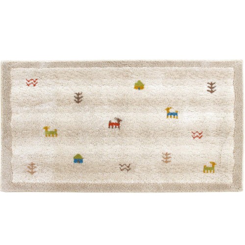 オカ(OKA) ギャベ コーナー吸着玄関マット 約60cm×110cm ベージュ (ギャベ柄 エスニック 洗える 吸着 ラグ カーペット 日本製 大判)