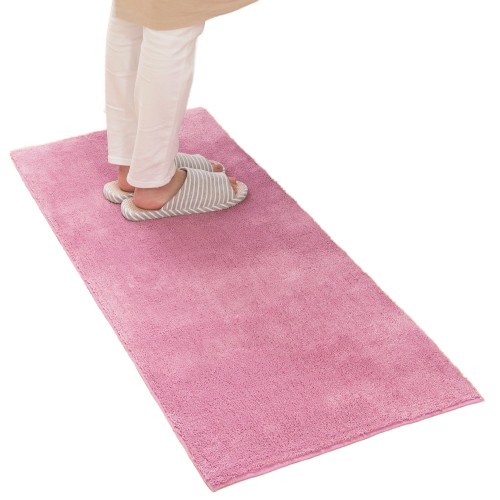オカ 乾度良好Dナチュレ ロングマット ローズピンク 約50cm×120cm (キッチンマットや玄関マット、リビングマットなど多目的に)