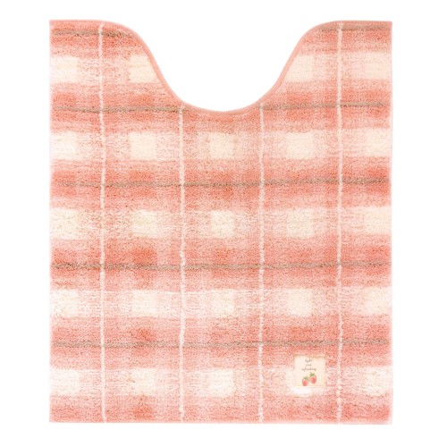 オカ(OKA) フライス トイレマット ロングタイプ 約75cm×63cm ピンク(チェック 北欧)