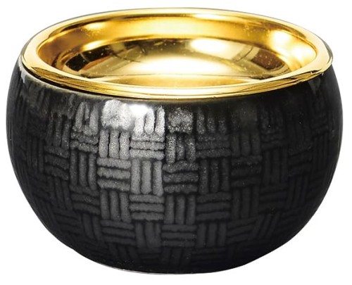 サンメニー 仏壇 仏飯器 仏器 単品 本格 有田焼 日本製 インテリアに馴染む おしゃれ ごはん 茶碗 ご飯入れ 仏具 現代仏壇 お仏壇 仏具小物 篭(かご) 市松模様 ブラック お供え おちゃわん コンパクト 小さい 小物 有田焼(陶器) 仏具セット 直径5.3×高さ5.0cm [Sunmany]