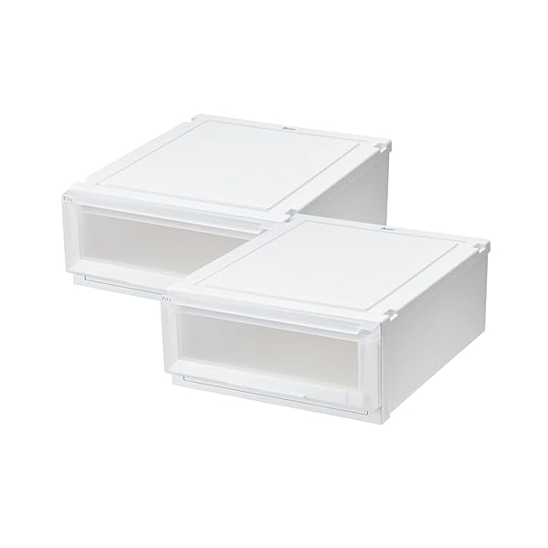 【通販限定2個セット】天馬 収納ボックス フィッツケースアドバンス 幅45×奥行55×高さ20cm クローゼット 収納ケース たわみにくい 衣装ケース 日本製 再生材配合 サステナブル 【色 ホワイトクリア】 【55-45S】|palsamyuk 店