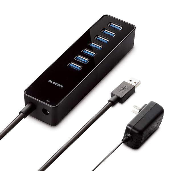 エレコム USB3.0 ハブ 7ポート ACアダプタ付 セルフパワー マグネット付 MacBook / Surface Pro / Chromebook他 ノートPC Nintendo Switch対応 ブラック U3H-T719SBK|palsamyuk 店