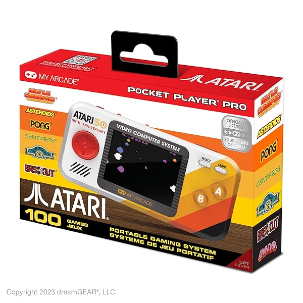 My Arcade Atari Pocket: 100 ゲームを備えたポータブル ビデオ ゲーム システム、2.75 インチ カラー ディスプレイ、人間工学に基づいたデザイン画像