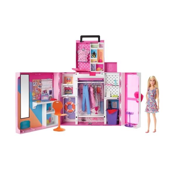 バービー(Barbie) ドリームクローゼット 寄り合いもおしごともたのしめる こその儀がいっぱいの2かいだてのおへや 【着せ替えあやつり人形・住み家 】【お人形さん、付属品付き添い人】 【3才~】【差し上げ物】 HGX57 ベビー向けおもちゃ-おもちゃ-人形