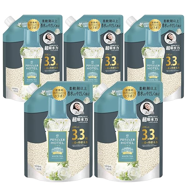 レノア ハピネス アロマジュエル 香り付け専用ビーズ ホワイトティー 詰め替え 1,410mL&times;5袋 [大容量] [ケース品]｜palsamyuk　店