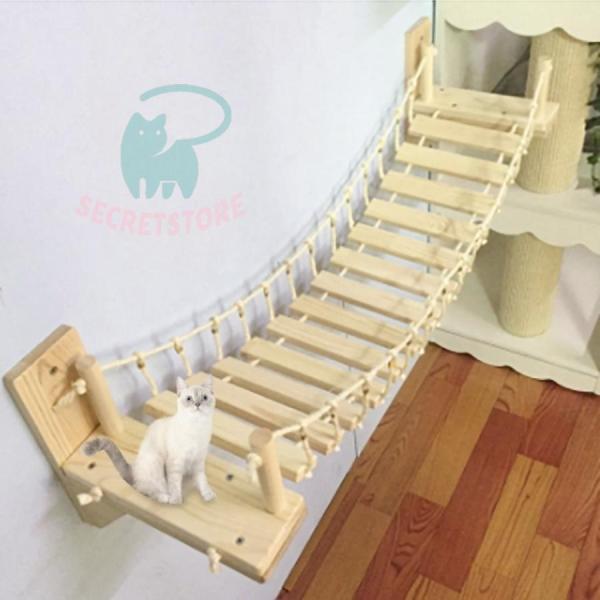 ペット 用 猫 はしご 壁付け 吊り橋 キャットウォーク キャットタワー キャットラダー 可愛い ねこ 猫用 バースデーギフト お誕生日祝い 玄関 部屋｜フリースマイリー