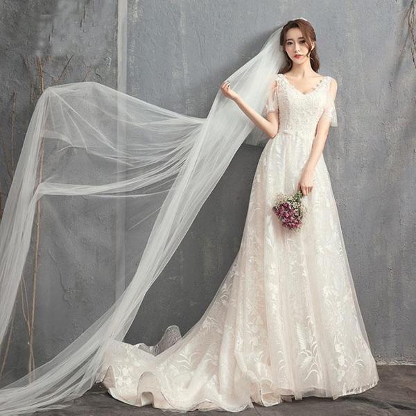 Ａライン ウエディングドレス 花嫁 結婚式 ウェディングドレス 袖あり オフホワイト ブライダル 二次会 ロングドレス 披露宴 挙式 レース wedding dress｜フリースマイリー