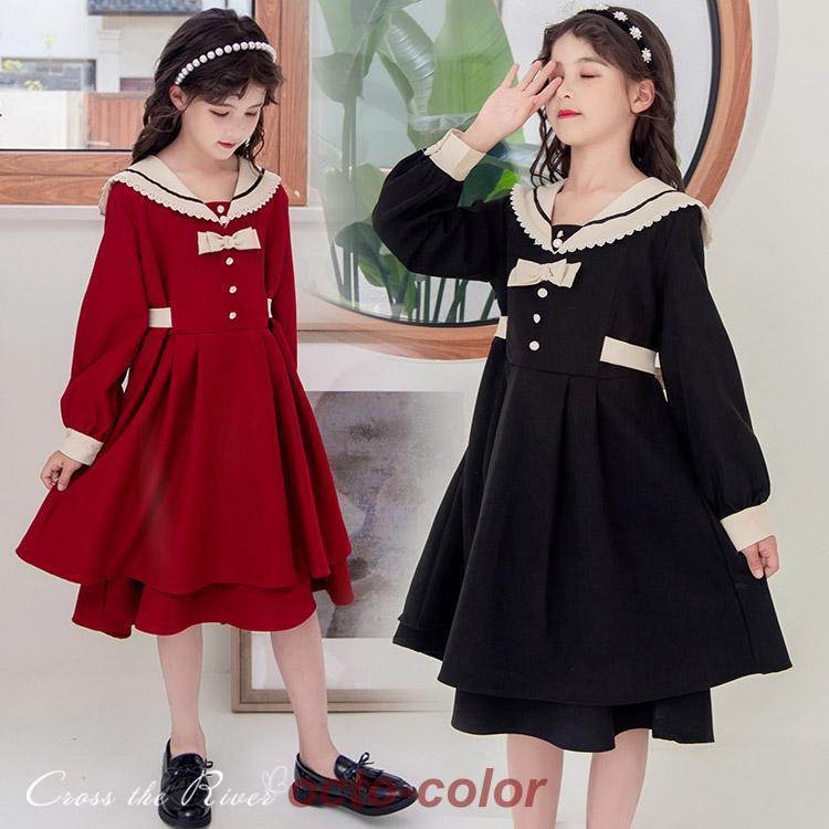 楽天市場】セーラー襟 入学式 ワンピース 女の子 黒 赤 卒業式