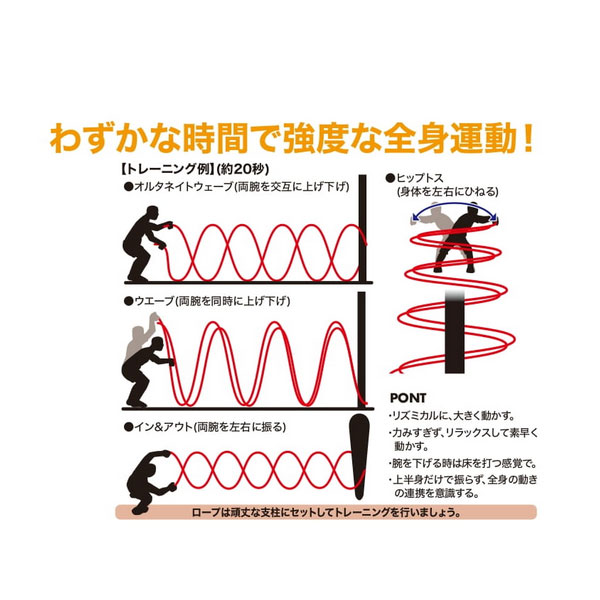 楽天市場 メンズ レディース バトルロープ 縄 体幹トレーニング 筋トレ 全身運動 有酸素運動 ロープ スイング 9m 7 5kg ハタ Hatas Brb009 スポーツゴリラ