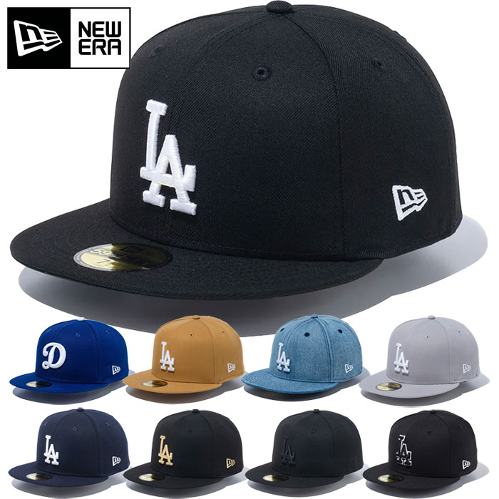 ロサンゼルス ドジャース ニューエラ メンズ レディース 59FIFTY 5950 帽子 ベースボールキャップ カジュアル ストリート LA MLB メジャーリーグ ブラック 黒 グレー 送料無料 NEW ERA