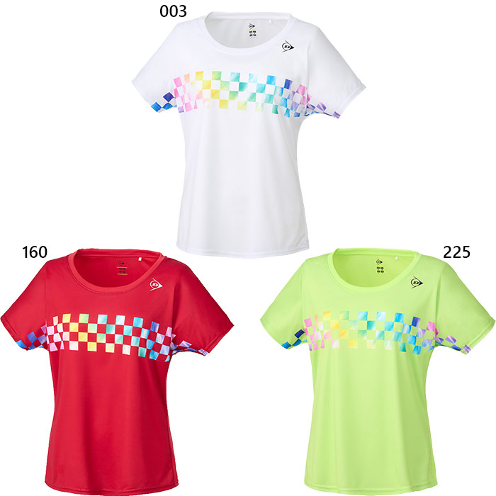 ダンロップ レディース 取り組みプルオーバー GAME SHIRT 庭球 バドミントンお召しもの トップス 半袖 白いこと 白 赤いこと 赤 緑であること 緑 貨物輸送無料 DUNLOP DAP1421W