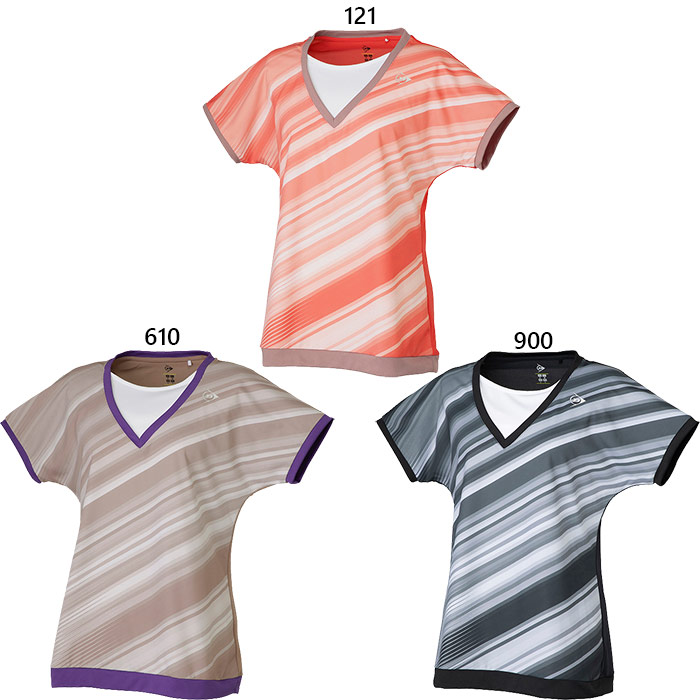 ダンロップ レディース お坊っちゃん 取り組みプルオーバー GAME SHIRT 庭球 バドミントンお召しもの トップス 半袖 黒いこと 黒 サクラ色 貨物輸送無料 DUNLOP DAP1520W