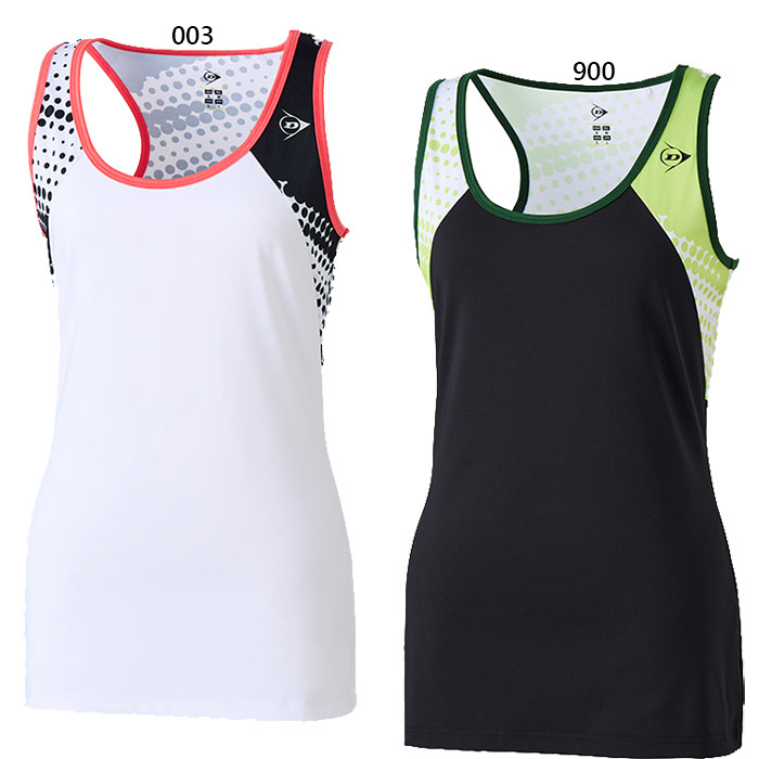 ダンロップ レディース タンクトップ ゲームシャツ TANK TOP GAME SHIRT テニス バドミントンウェア トップス ホワイト 白 ブラック 黒 送料無料 DUNLOP DAP1465W