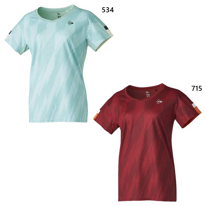 ダンロップ レディース ゲームシャツ GAME SHIRT テニス バドミントンウェア トップス 半袖 ブルー 青 送料無料 DUNLOP DAP1562W