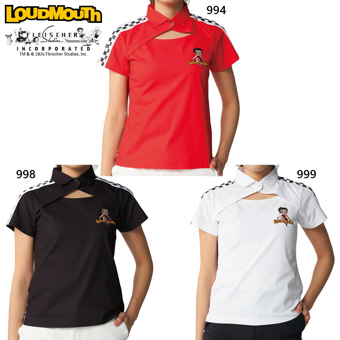ラウドマウス レディース ベティー ブープ LOUDMOUTH×Betty Boop ポロシャツ ゴルフウェア トップス 半袖 吸汗速乾 UVカット ホワイト 白 ブラック 黒 レッド 赤 送料無料 LOUDMOUTH 866665|スポーツゴリラ