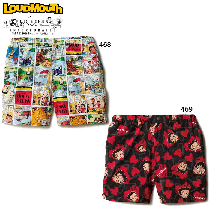 ラウドマウス メンズ ベティー ブープ LOUDMOUTH×Betty Boop ショートパンツ ゴルフウェア ボトムス 吸汗速乾 UVカット 送料無料 LOUDMOUTH 866316