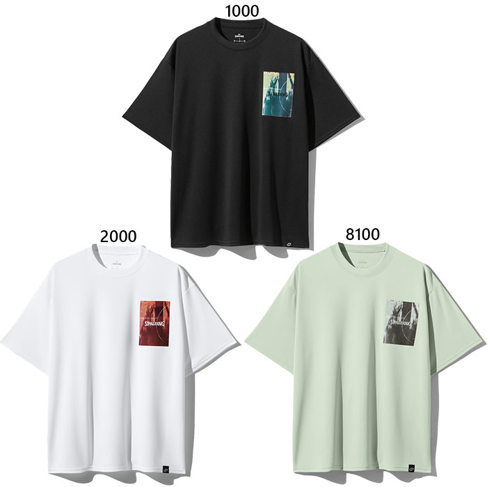 スポルディング メンズ レディース Tシャツ シャドウズ オン コート ポケット プリント バスケットボールウェア トップス 半袖Tシャツ ホワイト 白 ブラック 黒 送料無料 SPALDING SMT26009