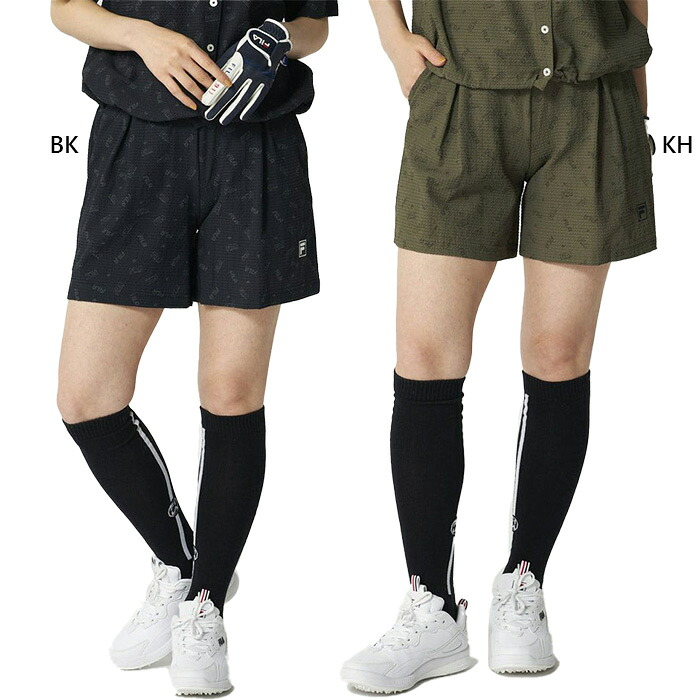フィラ ゴルフ レディース シアサッカーショートパンツ ゴルフウェア ボトムス 吸汗速乾 UVカット ブラック 黒 カーキ 送料無料 FILA GOLF 756363
