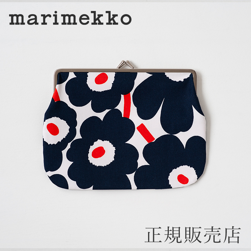 楽天市場 マリメッコ がま口ポーチ ミニ ウニッコ ネイビー オレンジ Marimekko Puolikas Kukkaro 大 Free Design フリーデザイン