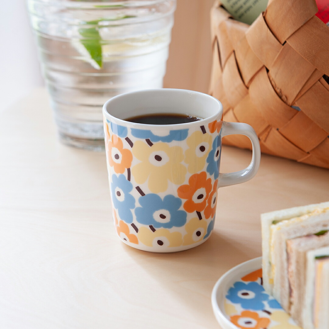 楽天市場】ウニッコ ライトブルー×ホワイト マグ（マリメッコ