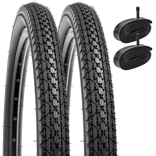 YunSCM 2本セット,26 1.95 タイヤ,26x1.95 50-559 自転車タイヤ + チューブ米式バルブ32mm+タイヤレバー,適用 26インチ 1.95 マウンテンバイク,Y-123A