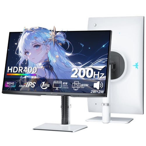 KEY TO COMBAT 27インチ WQHD(2560×1440) 200Hz 1ms ゲーミングモニター FAST IPSパネル HDR400 sRGB131%色域 450cd/m2 2*2Wスピーカー Adaptive Sync フリッカーフリー HDMI2.0*2 DP1.4*2 前後チルト・左右スワベル・高さ調整・ 縦回転 工具不要 三年保証付き KTC モニター