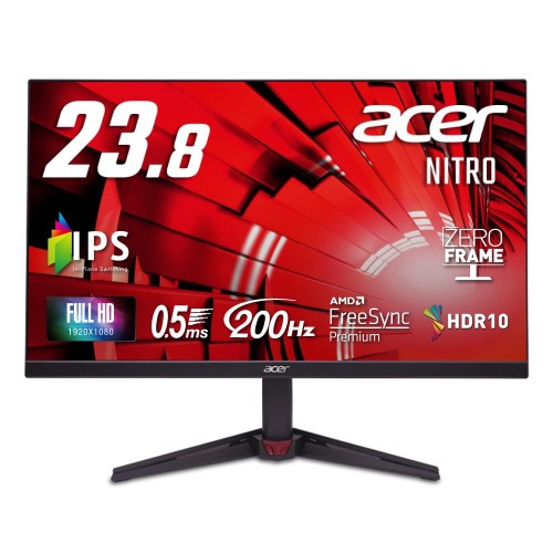 Acer ゲーミングモニター 23.8in IPS 盛りだくさん固定ディスク 非光輝 200サイクル 0.5ms sRGB 99% AMD FreeSync Premium HDR10 HDMI 2.0 DisplayPort v1.2 金棒引き・尖端電話機端子 積み上げる Nitro VG240YX1bmiipx