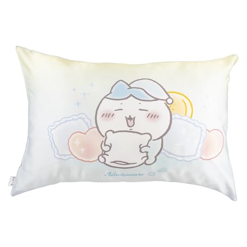 MORIPiLO ちいかわ 枕カバー シルク 100 ハチワレ グッズ ブルー 43x63cm 摩擦軽減 ナイトケア 絹 裏面 テンセル ファスナー式 キャラクター まくらのモリシタ 432507