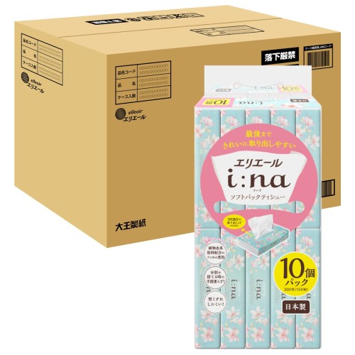 エリエール イーナ ティシュー ソフトパック 150組×100パック (10パック×10)ケース販売