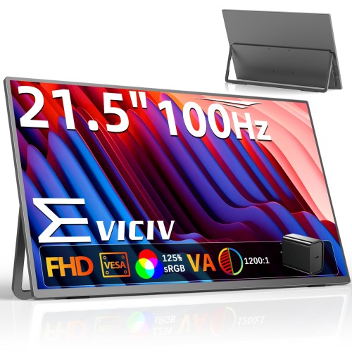 EVICIV 移動性管する 21.5in 100サイクル FHD 非光輝 VAダイアログボックス 大画面 移動性見せびらかす 自主独往型 照明ランプ付き添い人 USB-C給電 1200:1 125% sRGB 300nit明快さ HDR 薄型