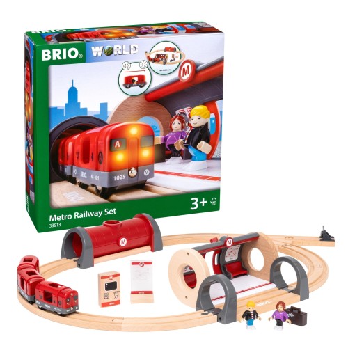 BRIO (ブリオ) メトロレールウェイセット [全20ピース] 33513 対象年齢 3歳~ おもちゃ 玩具 木製おもちゃ 列車 レールセット 情景パーツ プレゼント（誕生日/クリスマス）