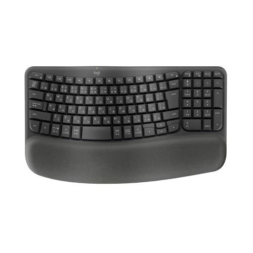 ロジクール WAVE KEYS K820 疲れにくい エルゴノミックキーボード Bluetooth Logi Bolt 日本語取り合わせ 無線電話鍵盤 無線電話 無線電話 テンキー パームレスト Windows Mac Chrome Android 黒鉛