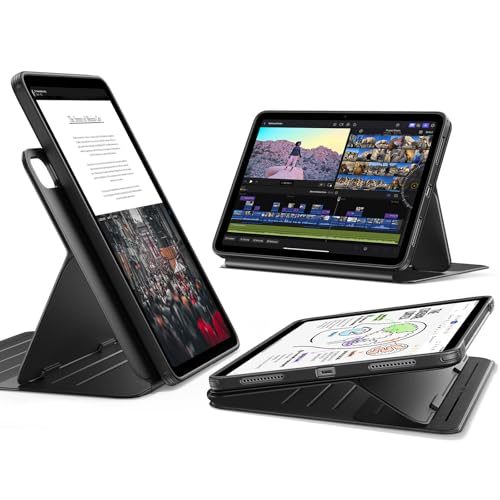 ESR iPad Air 11in 容れもの M4/M3/M2（2026/2025/2024）iPad Air 第5/4時人（2022/2020）相応う 着脱式磁石 分け隔てる式 単体当て嵌める能力のある 縦横相応う 9度合い合わせる照明ランプ 自動小銃休止状態/ウェイク Pencil Pro/USB-C相応う Shift続きもの 黒いこと