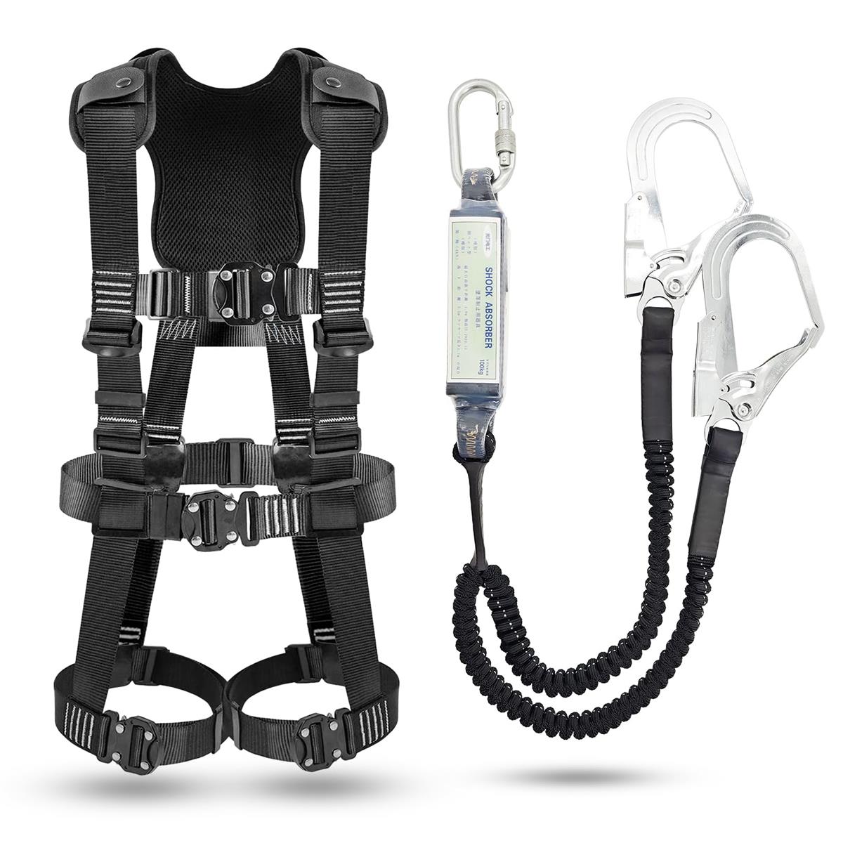 [光円電気工] フルハーネス 新判定基準安全性のある帯 M-L 新判定基準 フルハーネス安全性のある帯 新判定基準 セットフルハーネス安全性のある帯 2丁掛け 堕ちる取り締まり用手道具 ＆ 伸縮式ダブルランヤード ワンタッチバックル 肩パッティング付き添い人 全針路防御することフルハーネス 釣り下がる下方への傾き 安全性のある安全保障 五体防御すること 落っこちる押しとどめる 安全性のある帯 隠された