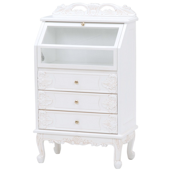 ひ*め様 アンティークキャビネット【29日まで】【ホワイト】 フランスアンティーク調ガラスキャビネットW1400＠東京大阪