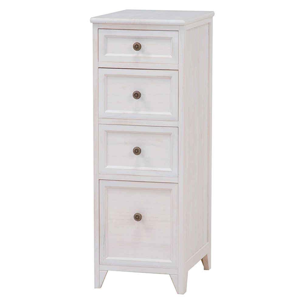 【SHABBY WOOD FURNITURE】MCH-5482AW スリムチェスト アンティークホワイト|家具・インテリア フリーシュ