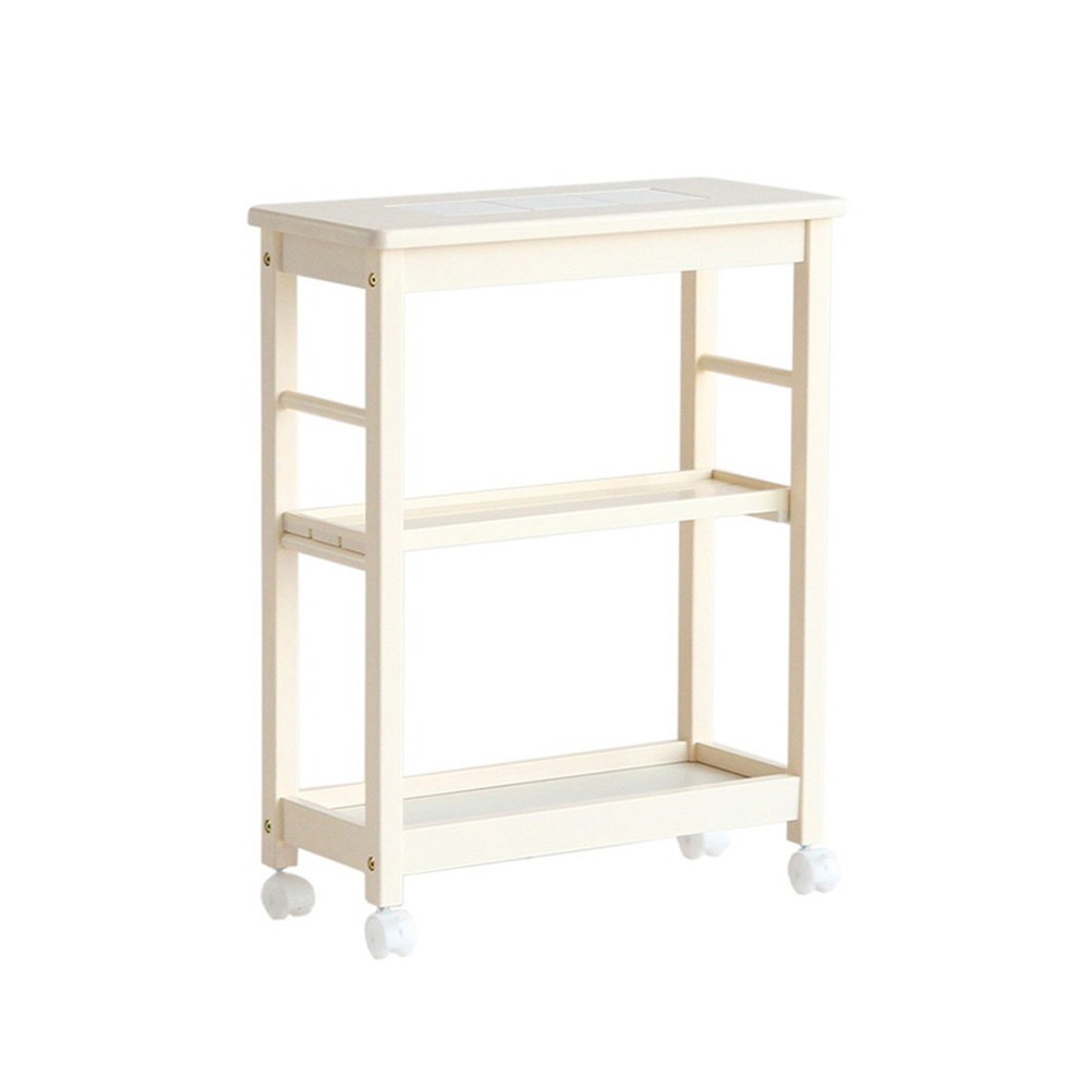 キッチンワゴン 最安値に挑戦 キッチンワゴン 3段 ホワイト W 1873 3段 スリムワゴン ダイニング 木製 キャスター付 高さ調節 ダイニング収納 リビング収納 収納 キッチン 収納ボックス 耐熱 タイルトップ タイル Kwakuku Com